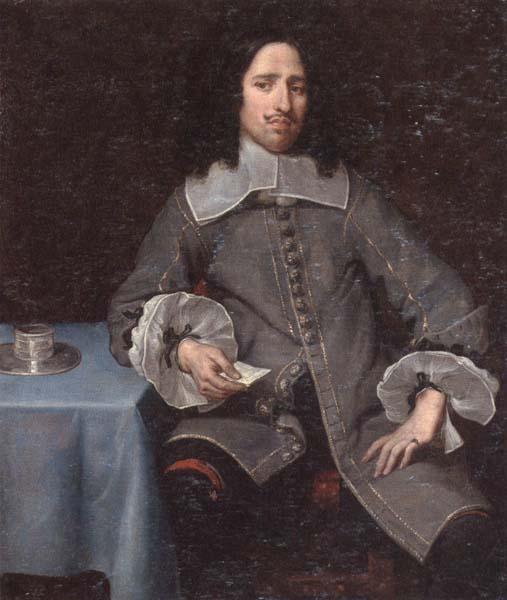 unknow artist Portrait of a gentleman,three-quarter length,standing beside a table oil painting picture